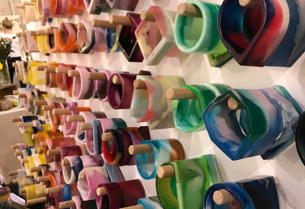 Photograph of bangles on a stand