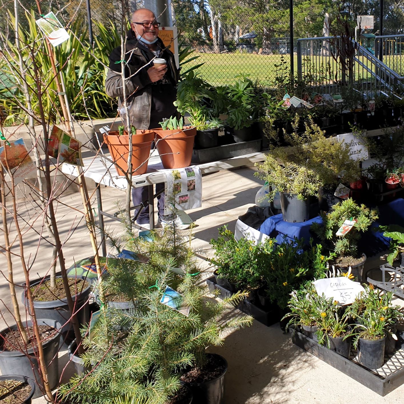 photo of a man selling plants