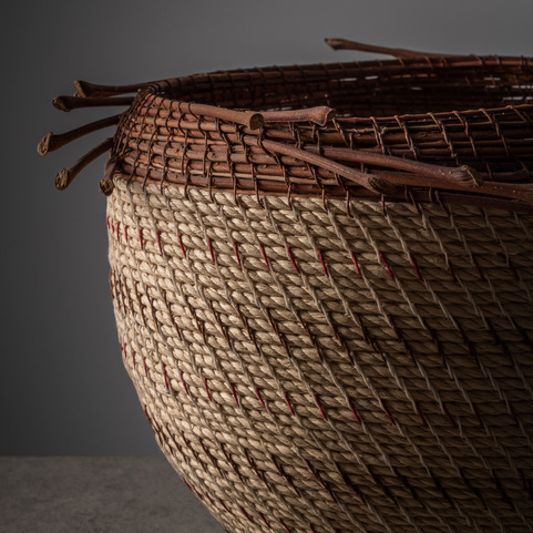 photograph of a brown woven basket