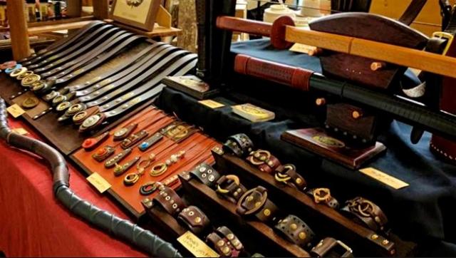 Photograph of a leather stall